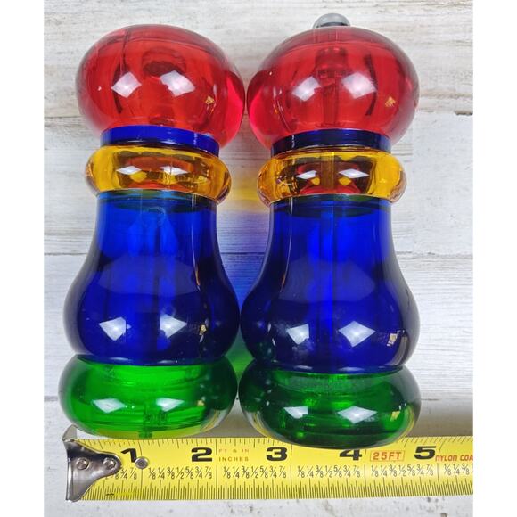 Olde Thompson Sunset Acrylic MultiColor Salt & Pepper Mill Shaker Set 80s VTG 5" - Picture 4 of 5